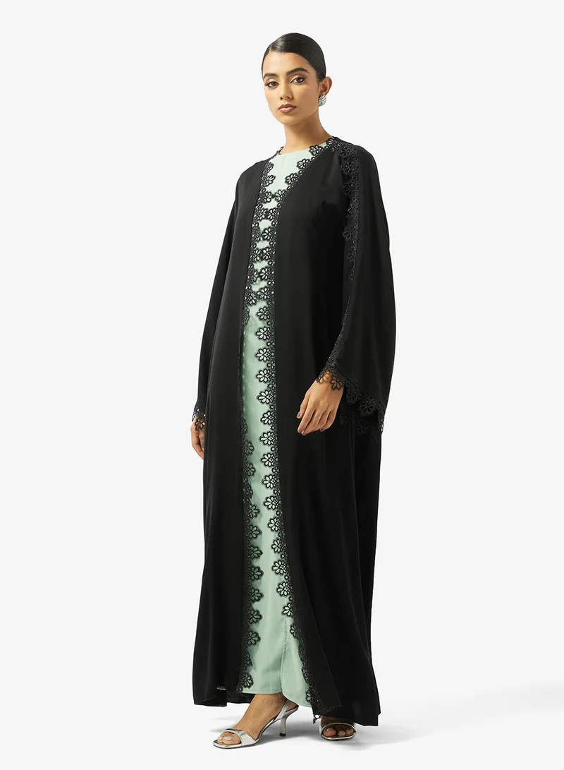 hayas closet  Black Lace Detail Abaya for Women | Best Price UAE